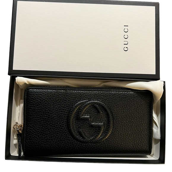 New in box Gucci zipper black leather wallet - Picture 1 of 4